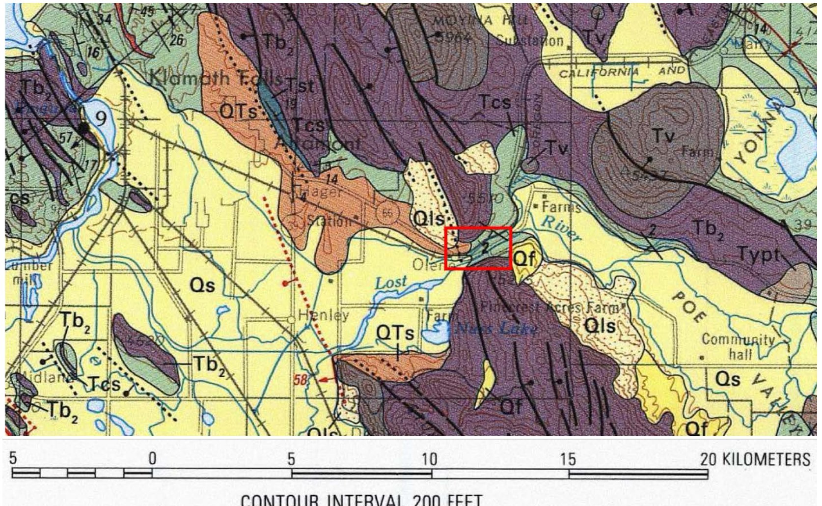 Geologic map of the Olene Gap area
